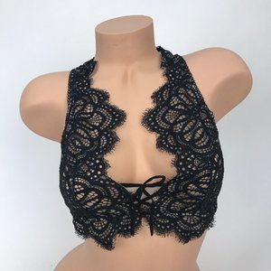 Victorias Secret Dream Angels Unlined Black Lace Bralette High Neck Bandeau M